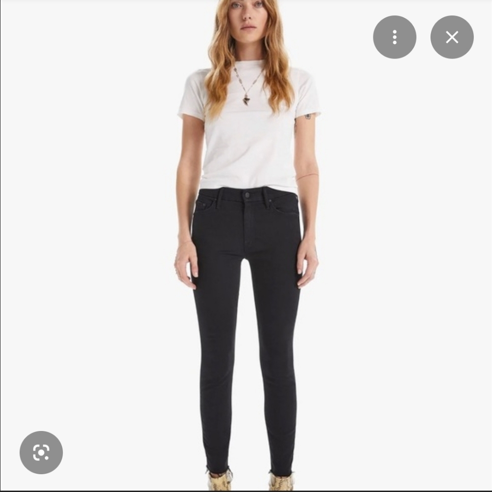 MOTHER Black Ankle Fray Jeans Blow By Blow
